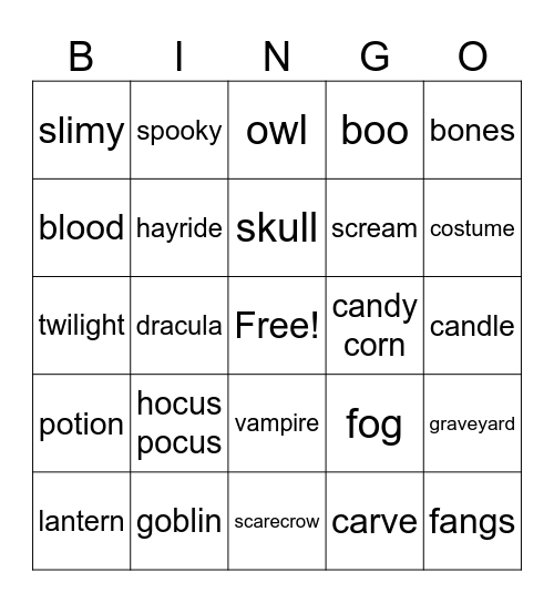 Halloween Bingo Card