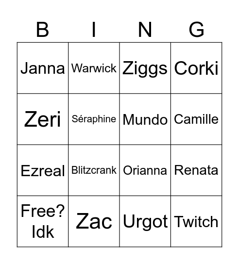 Arcane Bingo Card