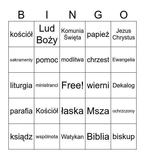 KOŚCIÓŁ Bingo Card