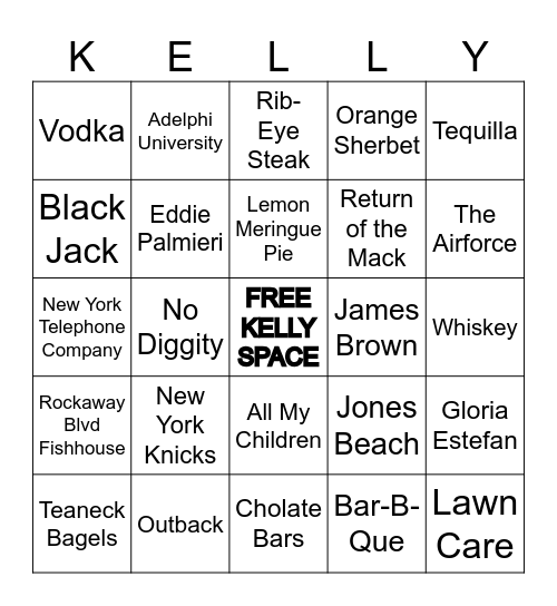 Mackie Kelly Birthday Bingo Card