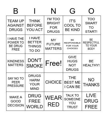 HALDANE'S RED RIBBON WEEK! Bingo Card