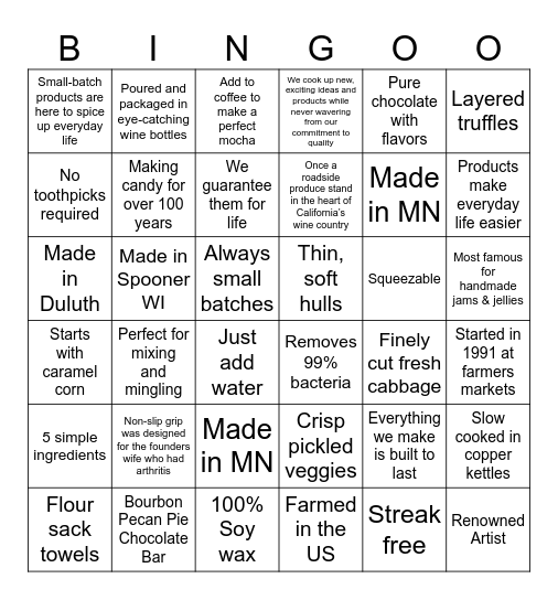 DuluthKitchenCo Oct 22 2023 Bingo Card