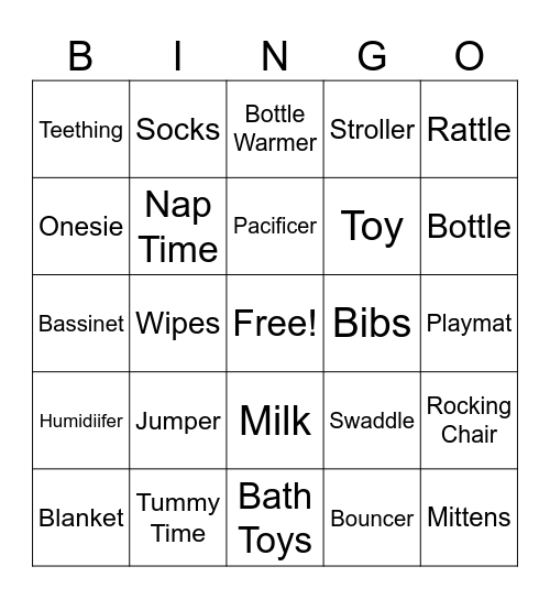 Baby Bingo Card