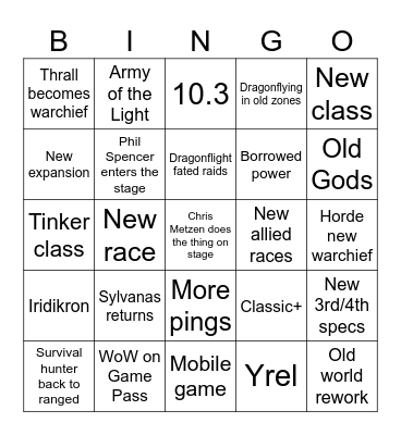 BlizzCon 2023 WoW Bingo Card