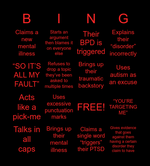 Crys Bingo Card