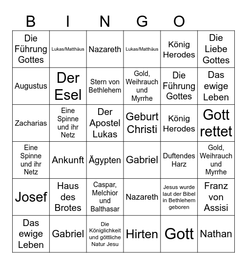 Weihnachts-Bingo Card