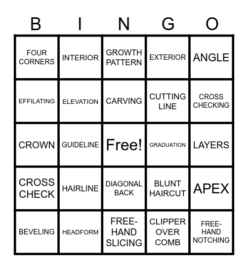 HAIRCUTTING Bingo Card