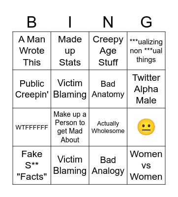 just doing this to play along with a video dont use this Bingo Card