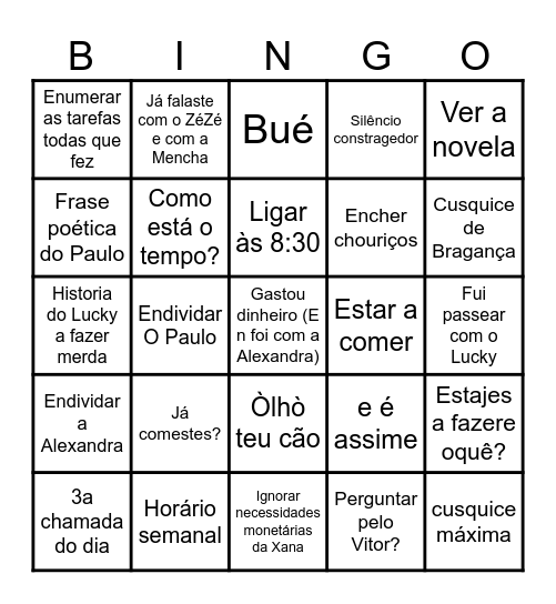 Bingo da Arlete Bingo Card