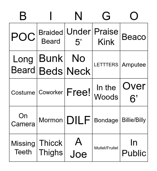 Billie’s Bingo Card Bingo Card