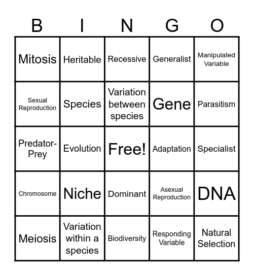 Bio Review Bingo Card