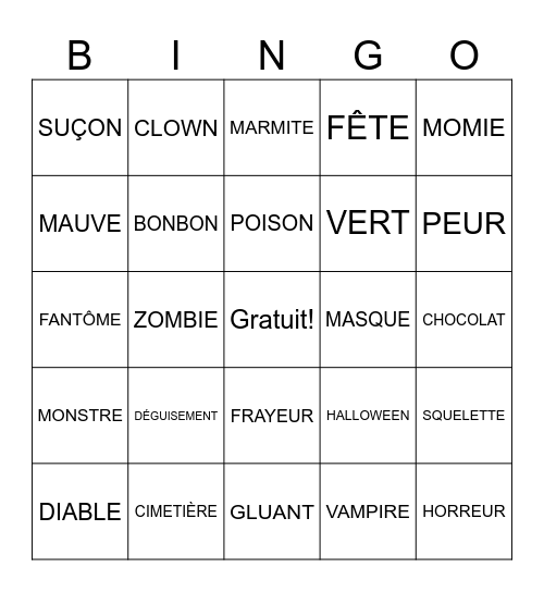Bingo Halloween! Mouhahaha Bingo Card