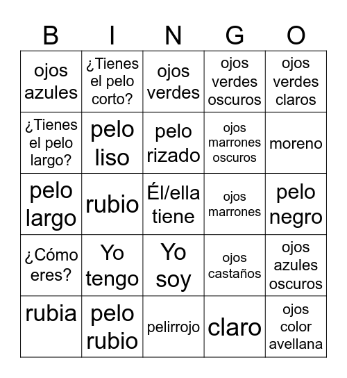 Descripciones #2 Bingo Card