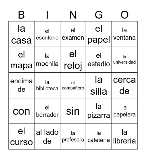 chapter 2 vocabulary Bingo Card