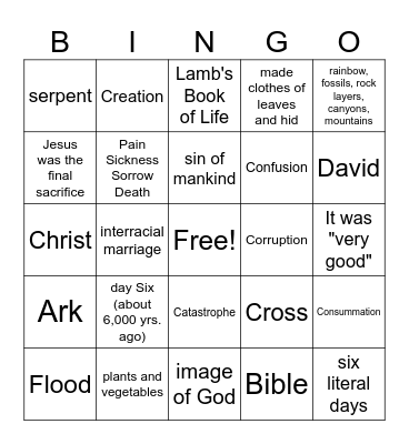 Answers for Kids (Lessons 1-11) Bingo Card