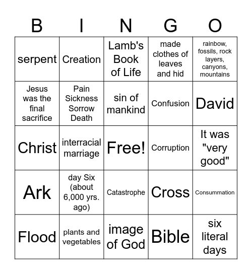 Answers for Kids (Lessons 1-11) Bingo Card
