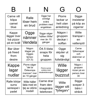 PRAG 2023 Bingo Card