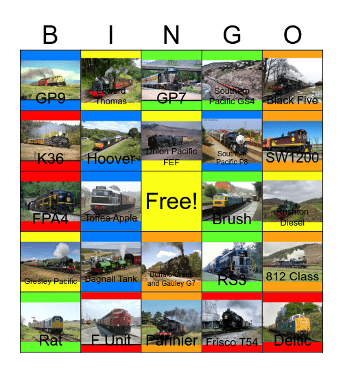 Steam Passenger Service Directory Bingo Card
