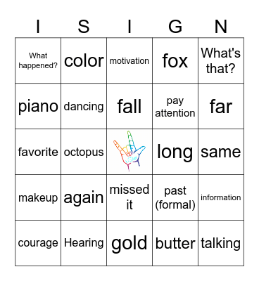 i-Sign Bingo Card