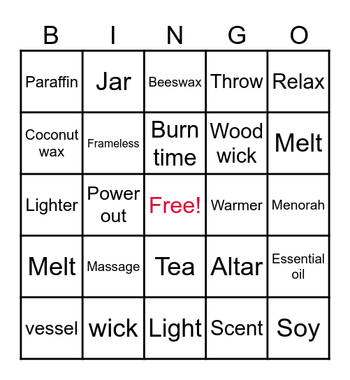 Candle Bingo Card