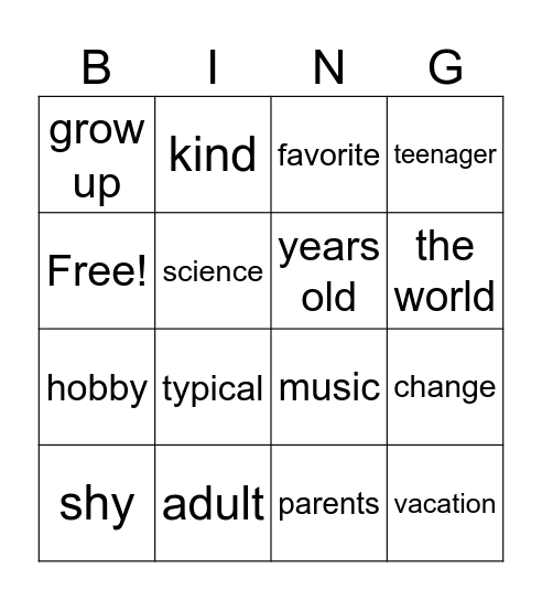 Same and Different (L&S) Bingo Card
