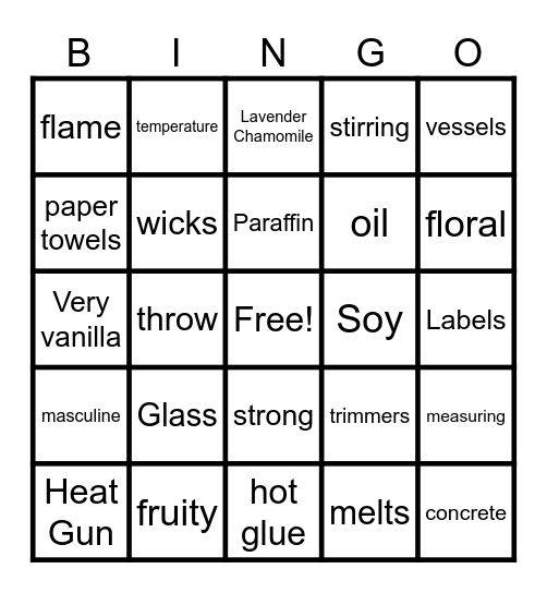 Candle bingo Card