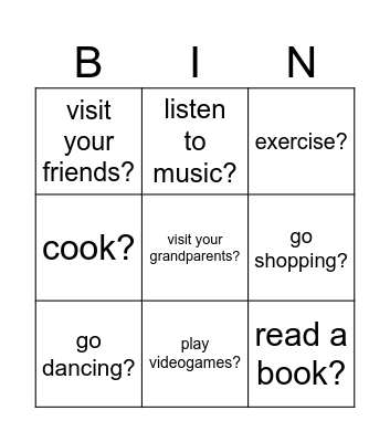 How often do you? Bingo Card