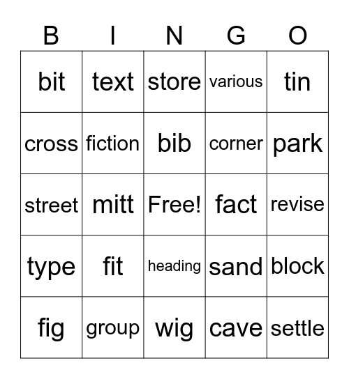 Review Bingo Card