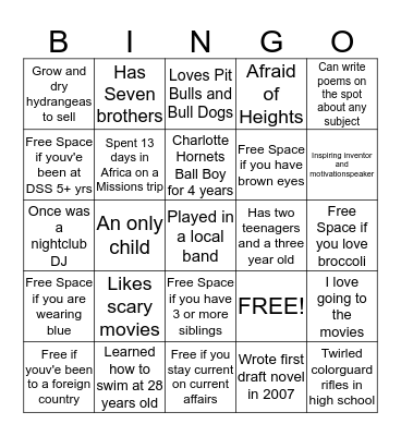 Get to know our team Bingo Card