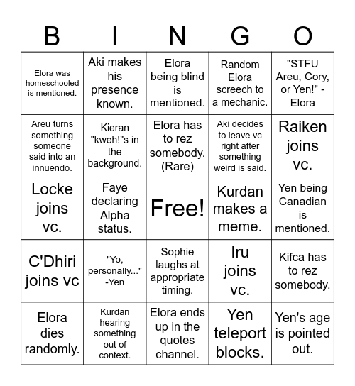 Fellowship Bingo Card