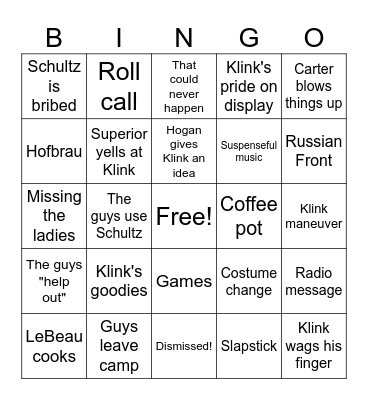 Hogan's Heroes Bingo Card