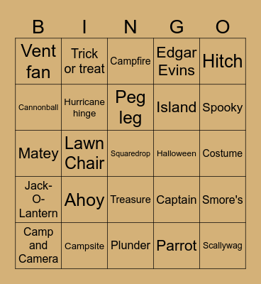 Camping on a Porch 2023 Bingo Card