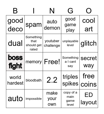 GD Bingo Card