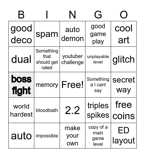 GD Bingo Card