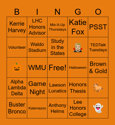 LHC Bingo ! Bingo Card
