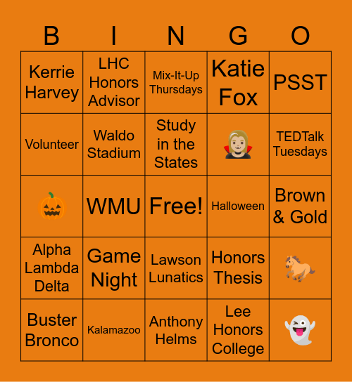 LHC Bingo ! Bingo Card