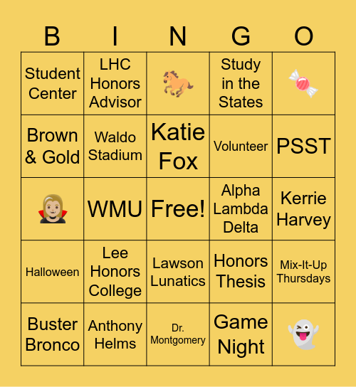 LHC Bingo ! Bingo Card