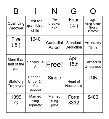 LIBERTY Bingo Card