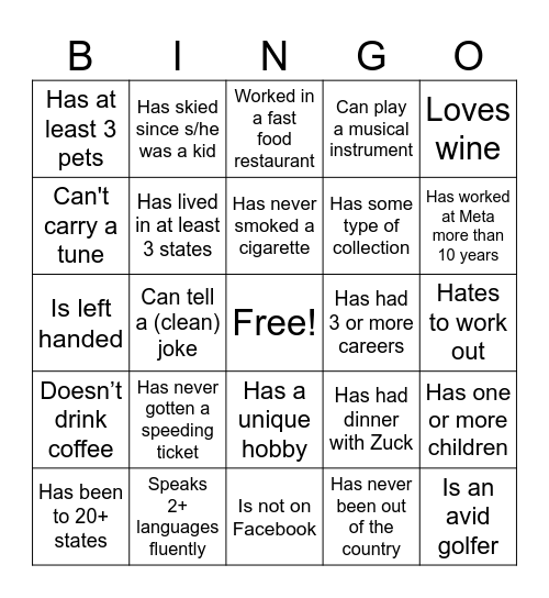 PP&S Bingo - Find someone who.. Bingo Card