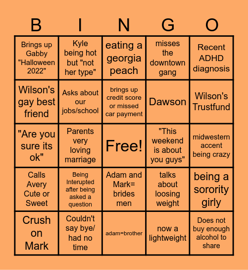 Georgia Bingo Card