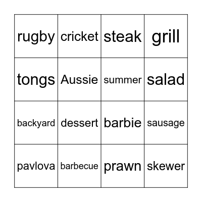 Barbecue bingo Card