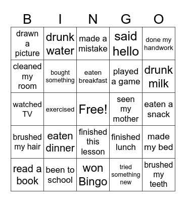 I have already...                     I haven't ......yet Bingo Card