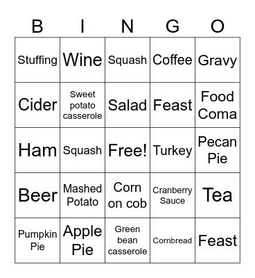 Thanksgiving Bingo Card