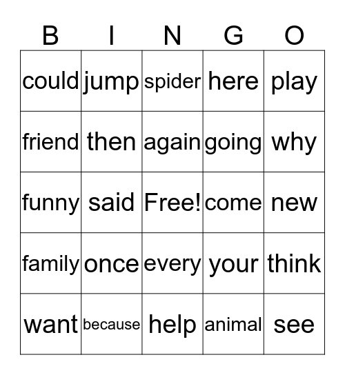 Hippity Hop BINGO Card