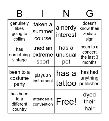Bingo Card