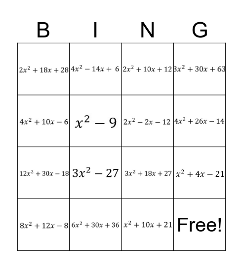 Binomial Bingo! Bingo Card