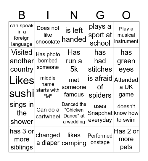Write in the name and school for your bingo.  Winners will be entered into door prize drawings!!  Bingo Card