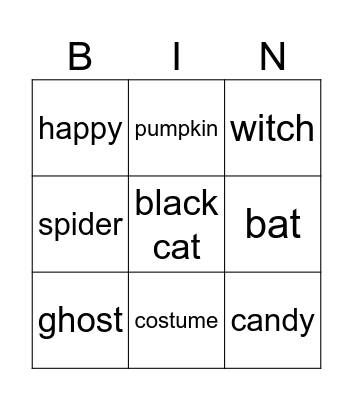 Halloween Bingo Card