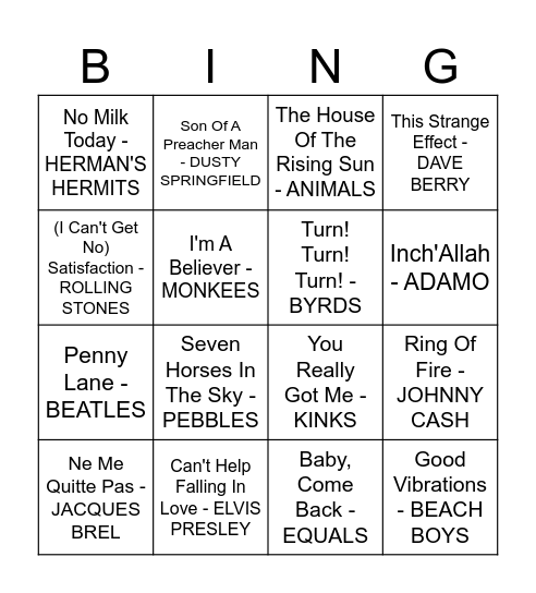 Peters 60th Bingo Card