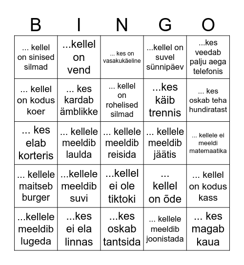 Leia keegi.... Bingo Card